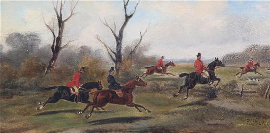 Rudolf Stone (19th century) Hunting scenes 6 x 12in.